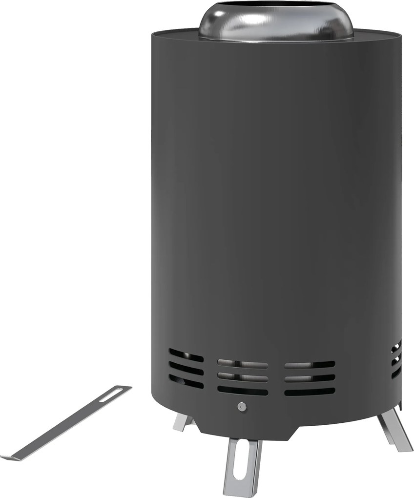 Outsunny Vatră de foc Ø16x25cm din oțel inoxidabil cu cârlig, fără fum, Gri | Aosom Romania