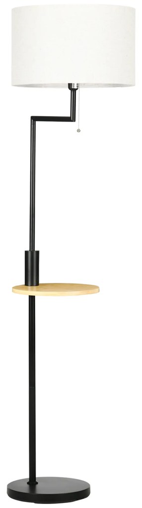 HOMCOM Lampă de podea cu etajeră, Lampă de podea, Fermoar, E 27, 40 W, Bambus, Natural + Negru | Aosom Romania