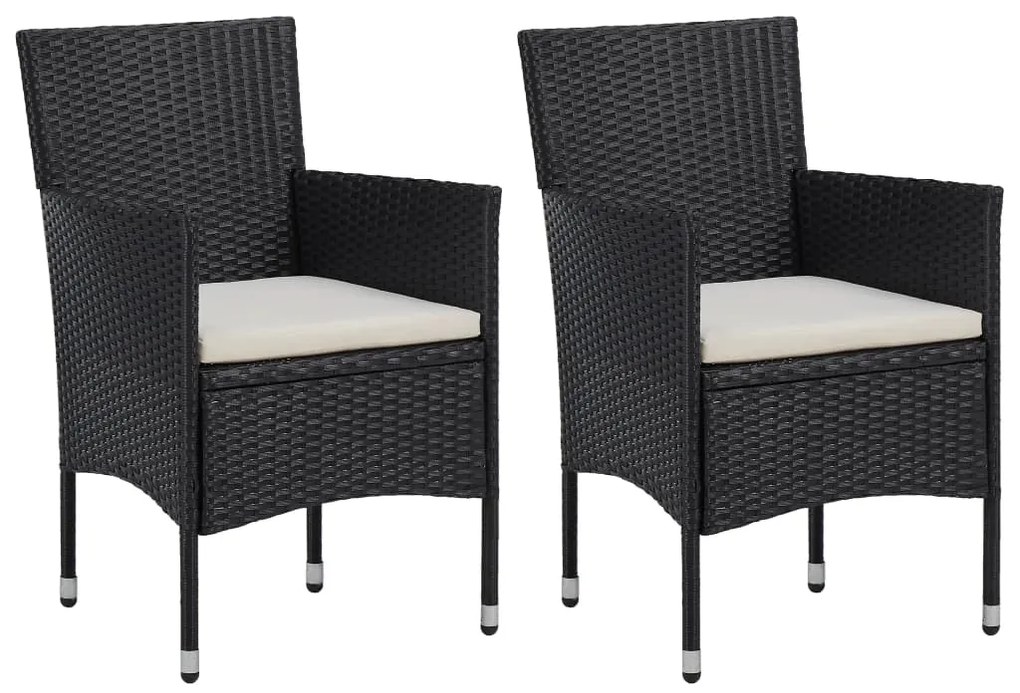 46179 vidaXL Scaune de grădină, 2 buc., negru, poliratan