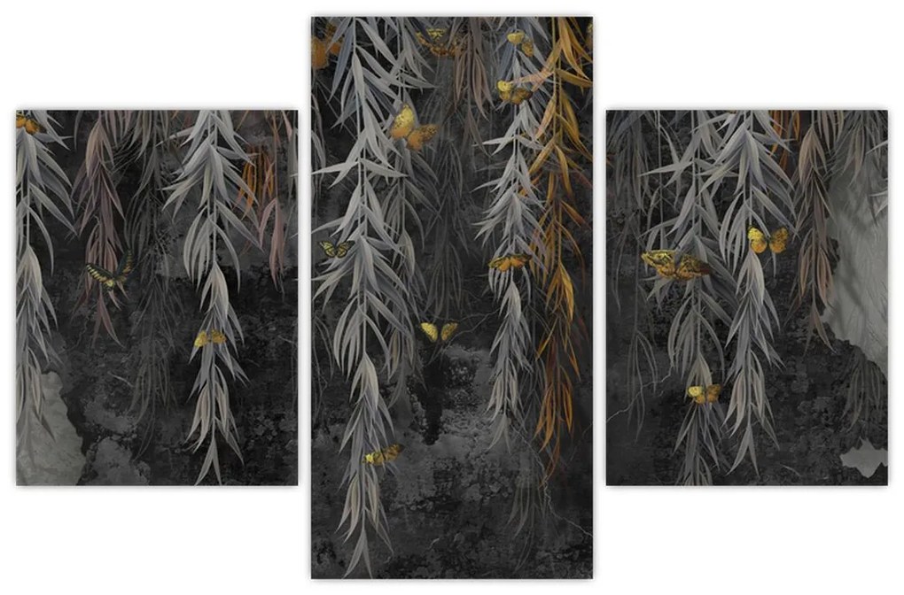 Tablou - Crenguțe de salcie, fundal negru (90x60 cm)