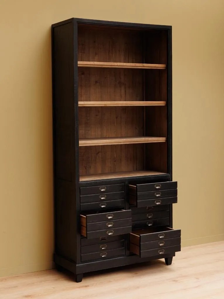 Cabinet din lemn masiv, 6 sertare, aspect rustic, Voltaire