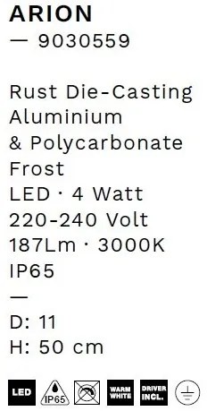 Lampadar/Lampa de podea LED de exterior IP65 ARION maro rustic