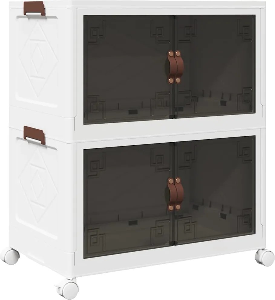 vidaXL Cutie de depozitare stivuită cu roți 2 niveluri 75 L 64x40x76cm