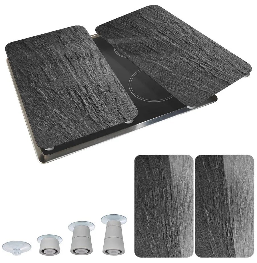 Set 2 protecții din sticlă pentru aragaz Wenko Slates, 52 x 30 cm