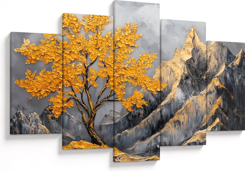 Tablou – Arbore auriu în munți (150x105 cm)