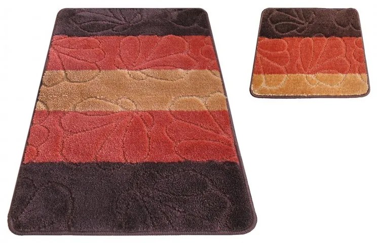 Set două covorașe de baie maro-roșu 50 cm x 80 cm + 40 cm x 50 cm
