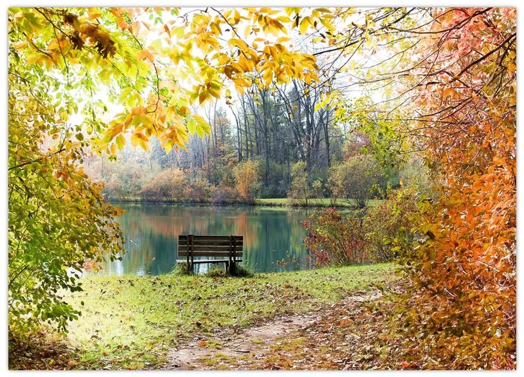 Tablou pe sticlă cu pescărie (70x50 cm)