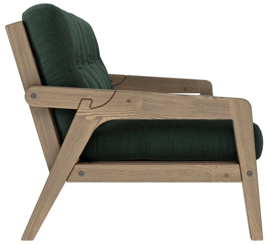 Canapea verde extensibilă cu tapițerie din catifea reiată 204 cm Grab - Karup Design