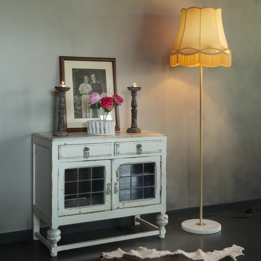 Lampă de podea retro din alamă cu abajur Granny auriu 45 cm - Kaso