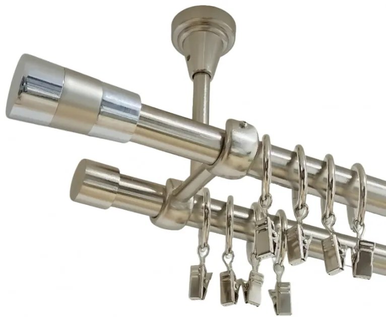 Galerie dubla VALEO CROM prindere tavan 19 MM INOX (Alege marime: 200 cm)