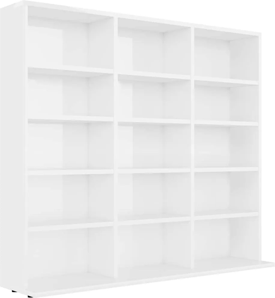 vidaXL Dulap de CD-uri alb extralucios, 100x23x89,5 cm, lemn prelucrat