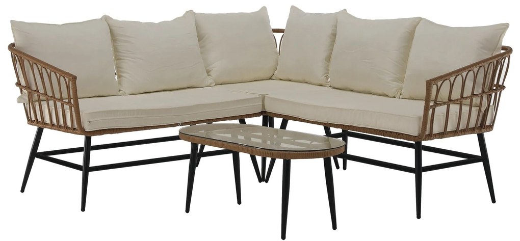 Set mobilier de grădină Arala (natural + bej + negru) (pentru 4 persoane). 1116234