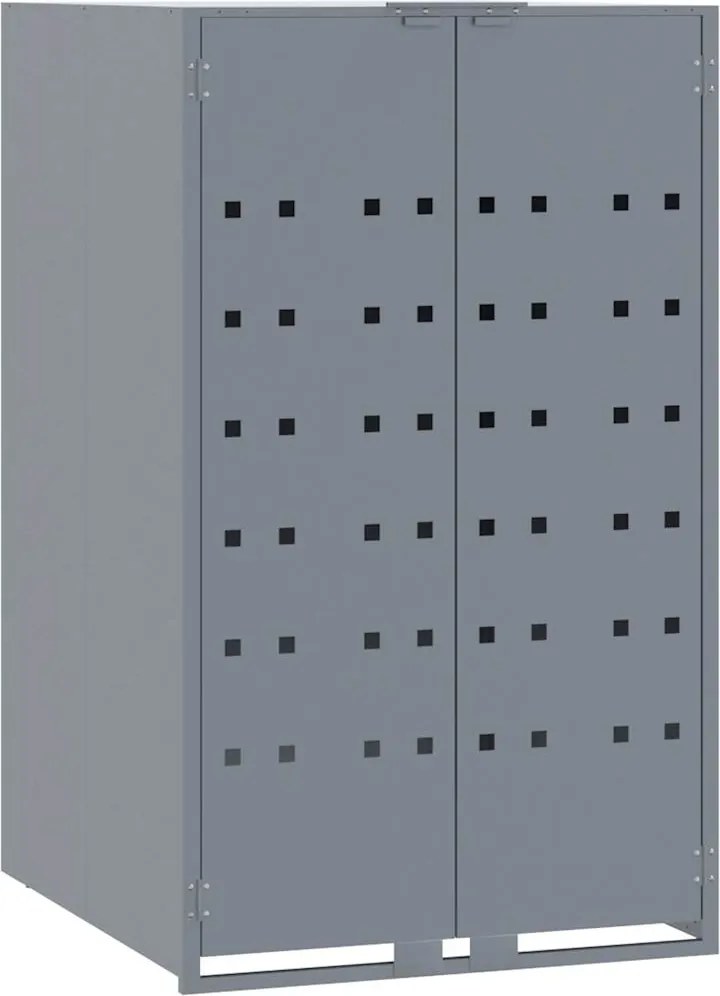 vidaXL Depozitare coș gunoi cu roți, 1 coș, gri, 69x79x117 cm, oțel