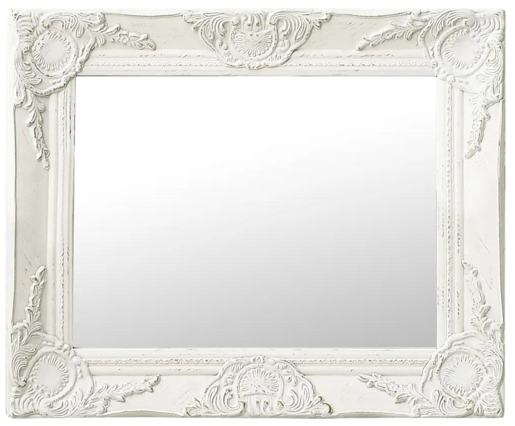 vidaXL Oglindă de perete în stil baroc, alb, 50 x 40 cm