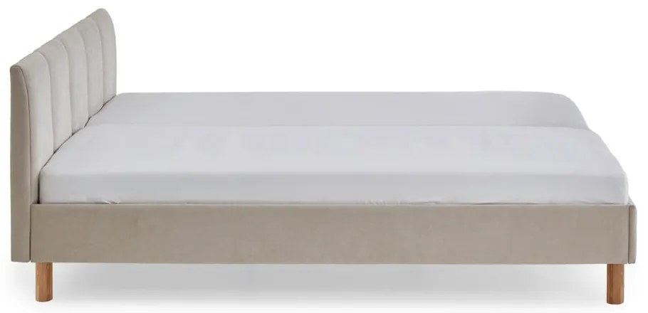 Pat matrimonial bej tapițat fără somieră 180x200 cm Joker – Meise Möbel