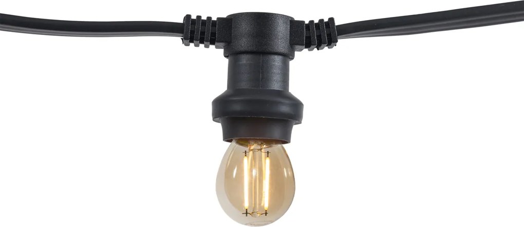 Ghirlandă luminoasă neagră conectabilă cu ștecher 6m Incl. E27 10 lumini IP44 - Lubber