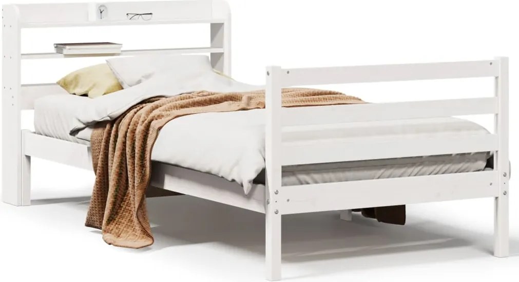 vidaXL Cadru de pat cu tăblie fără saltea, alb, 90x200 cm