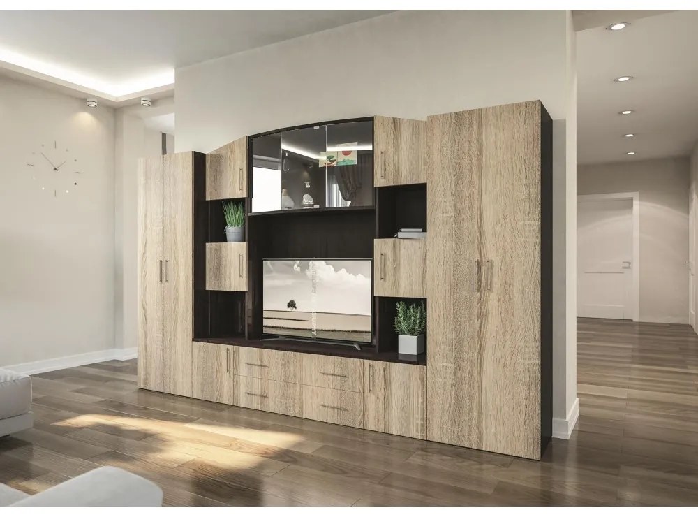 LIVING FABIANA SONOMA+WENGE 300X44X201CM