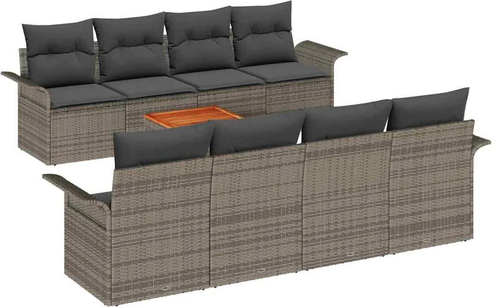 vidaXL Set de canapele pentru grădină 9 pcs Gri poliratan