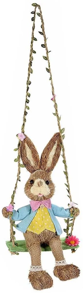 Figurina Iepuras Paste fibre naturale blue cu leagan cm19x15x63 cm h