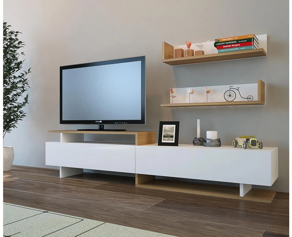Mobilier living Alcaraz (alb + teak). 1101401