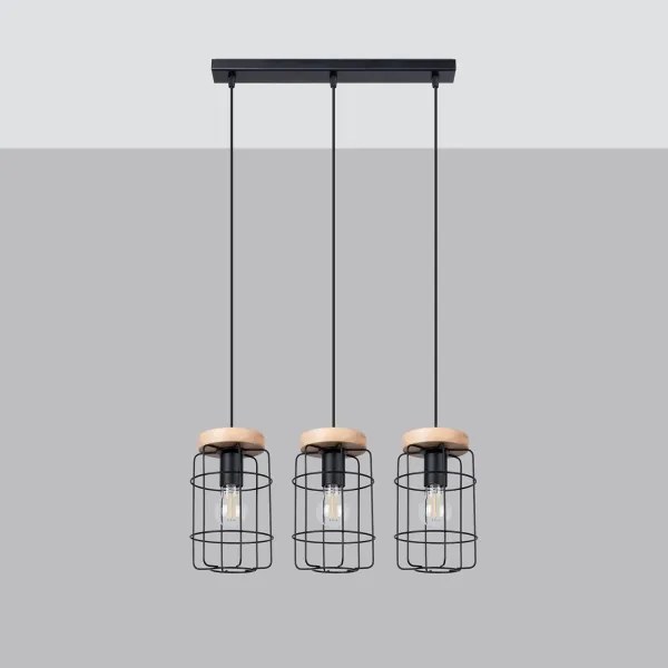 Lustră pe cablu Sollux SL.1264 GOTTO 3xE27/15W/230V negru