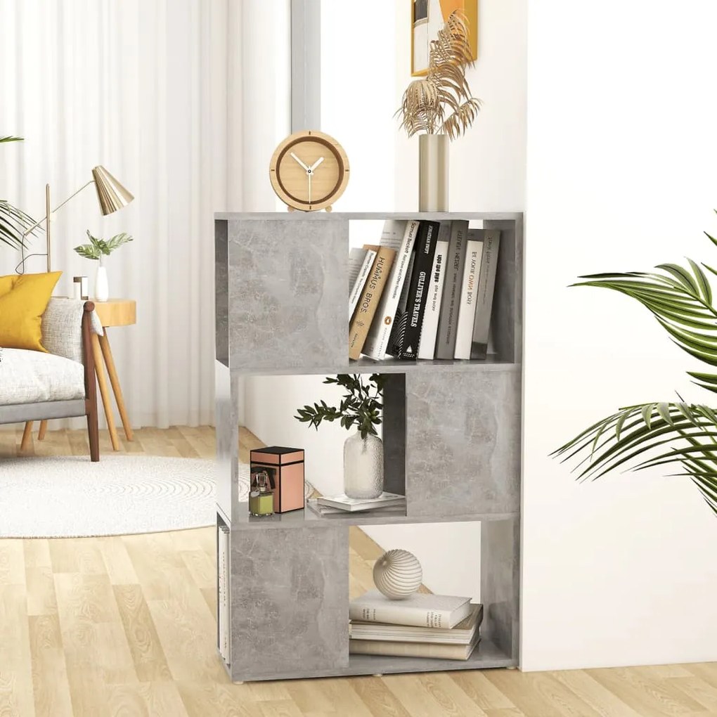 vidaXL Bibliotecă/Separator cameră, gri beton, 60x24x94 cm, PAL