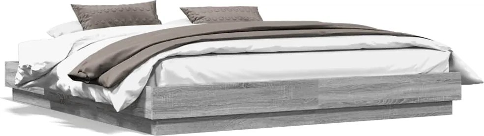 vidaXL Cadru de pat, gri sonoma, 200x200 cm, lemn prelucrat