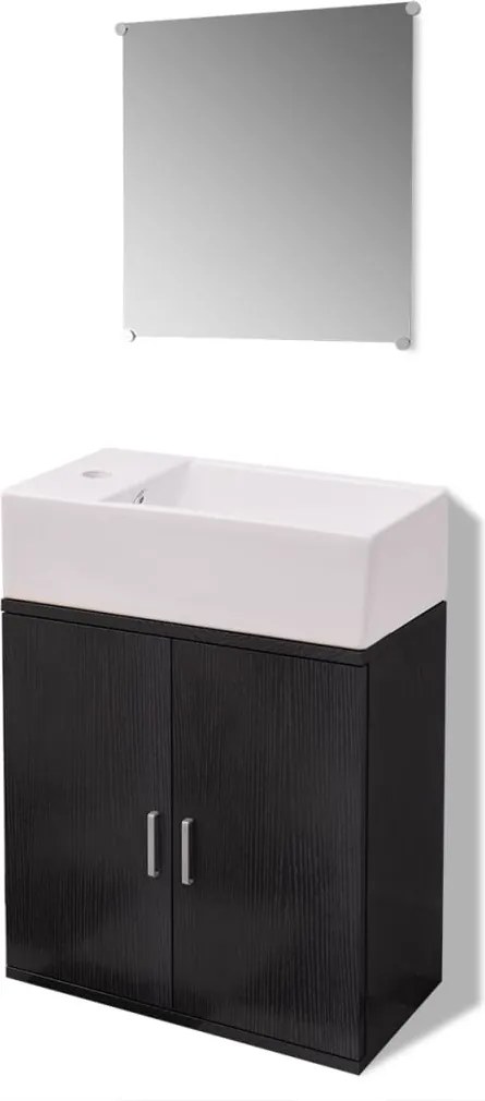 vidaXL Set mobilier baie format din 3 piese cu chiuvetă inclusă, Negru