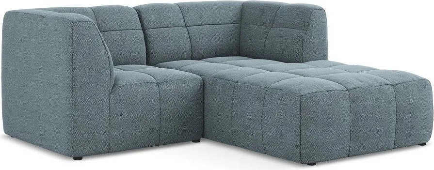 Colțar albastru cu tapițerie din țesătură bouclé (cu colț pe partea dreaptă/cu șezlong) Aloha – Makamii