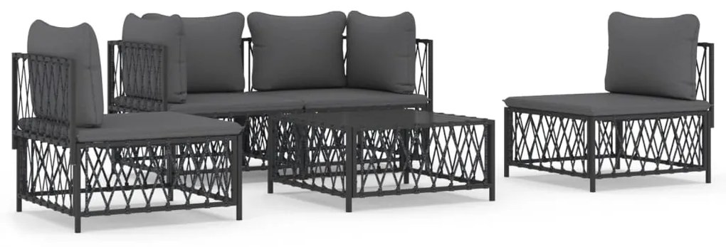 3186837 vidaXL Set mobilier de grădină, 5 piese, cu perne, antracit, oțel