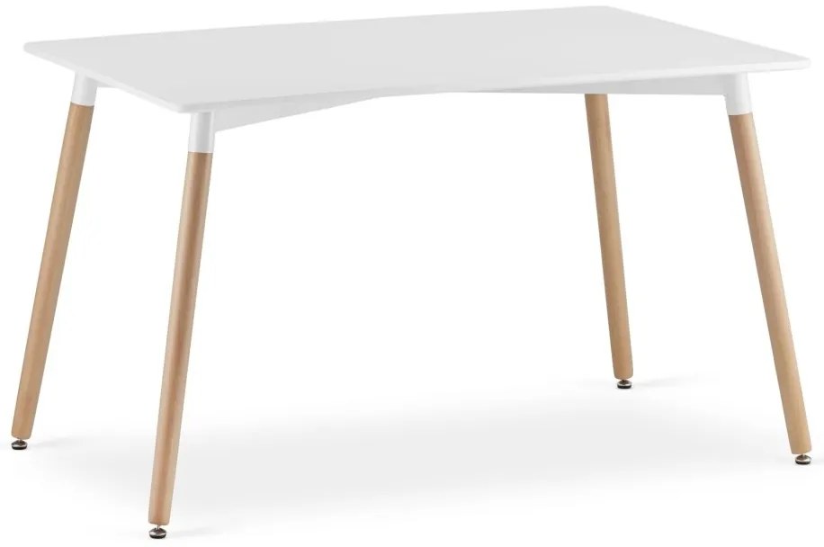 Set de masa 1 + 4, masa de dining alba ADRIA 120x80 cm + scaun de catifea crem LAVA