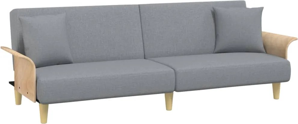 vidaXL Canapea extensibilă cu cotiere, gri deschis, textil