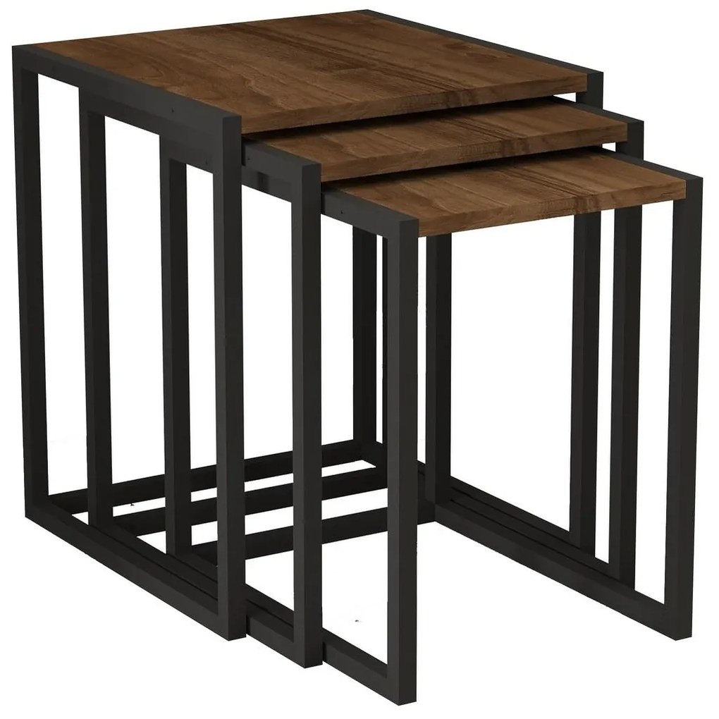 Set 3buc. măsuțe cafea Kibusa (nuc + negru). 1094332