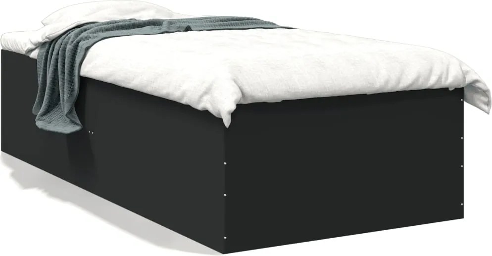 vidaXL Cadru de pat, negru, 90x190 cm, lemn prelucrat