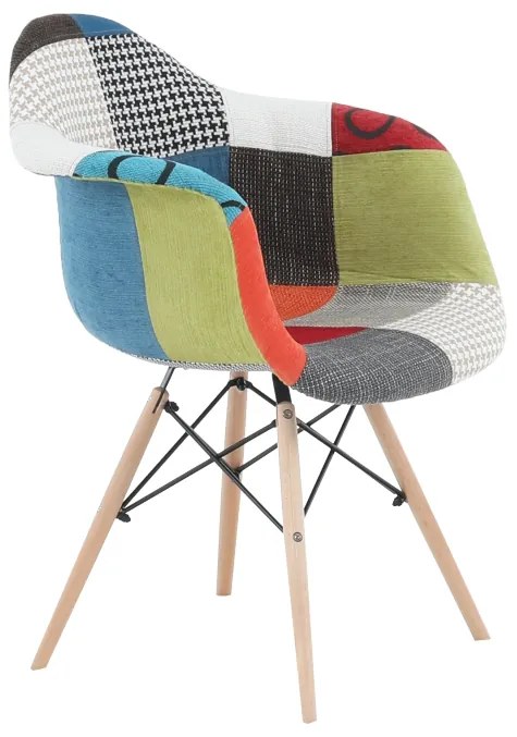 Fotoliu cu design Patchwork colorat / Fag , TOBO 3 NEW
