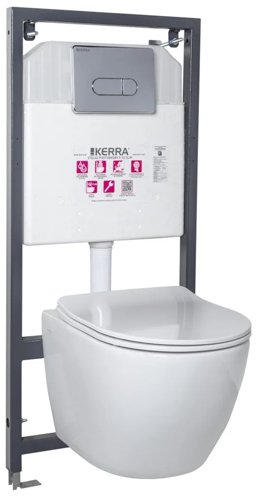 Set rezervor WC montat pe perete Kasos Pacific Chrome