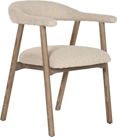 Fotoliu alb din lemn de frasin si stofa boucle, "Item"
