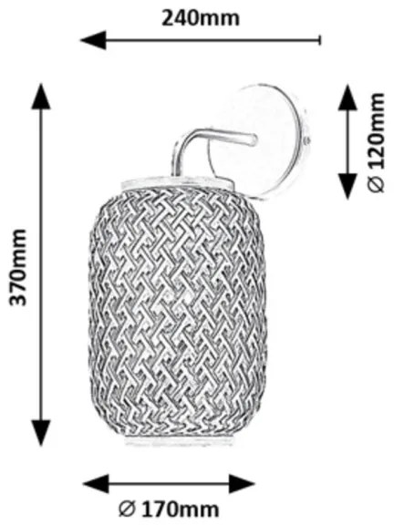 Aplică ADALLA 1xE27/40W/230V ratan Rabalux 71091