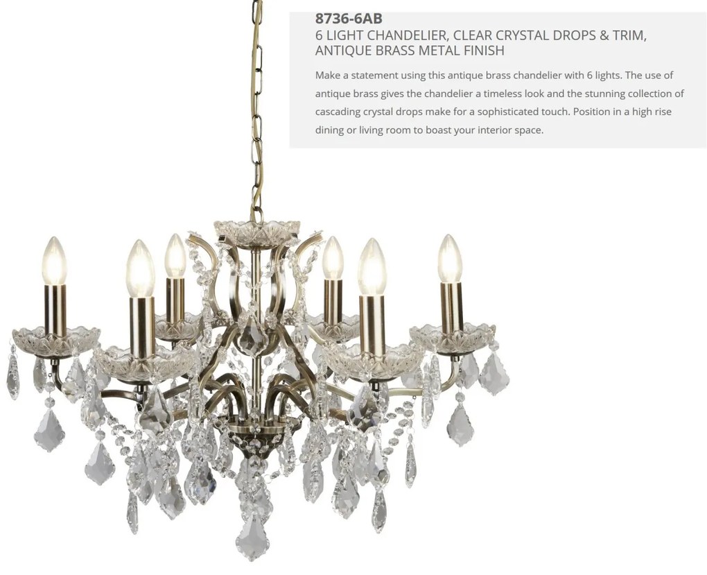 Candelabru stil clasic cu 6 brate Paris alama antic 8736-6AB SRT