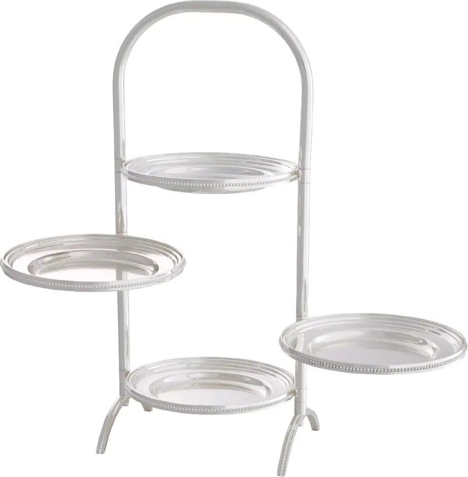 Suport prajituri, Patru platouri etajate design LUX Encore, argintiu