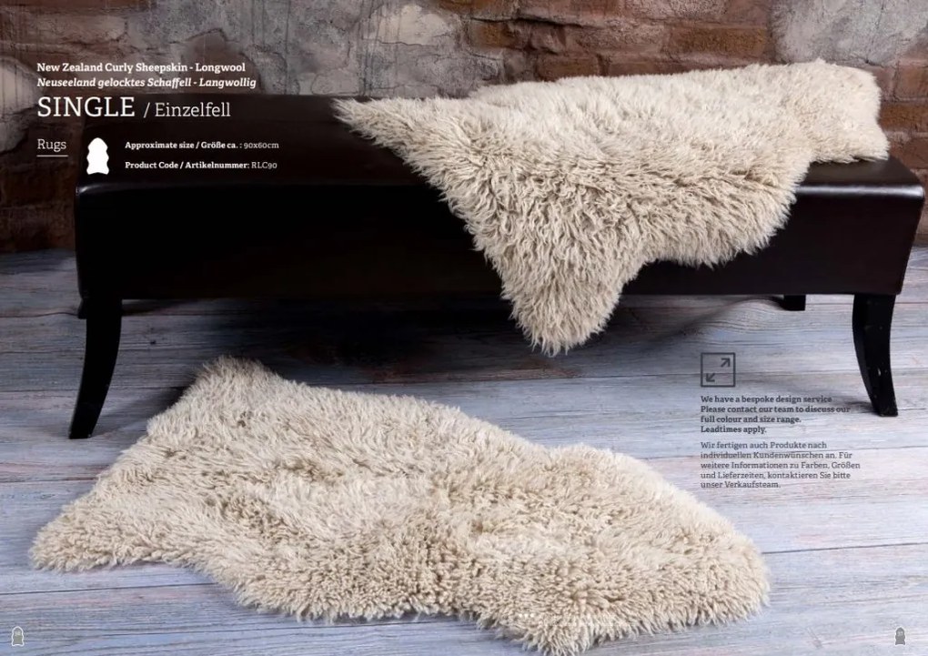 Blana de oaie Long Wool Curly Single 90x60cm