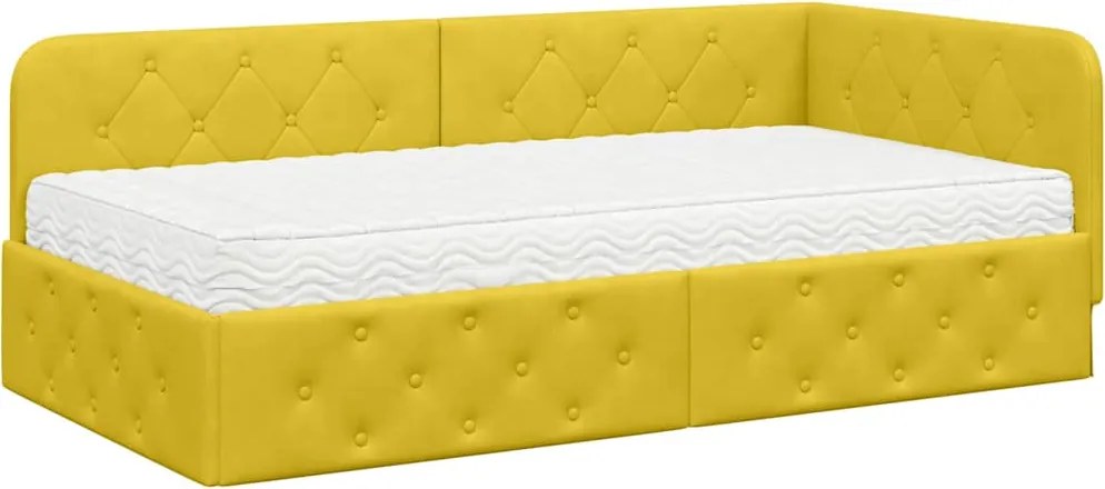 vidaXL Cadru de pat colțar Galben 90 x 200 cm Catifea