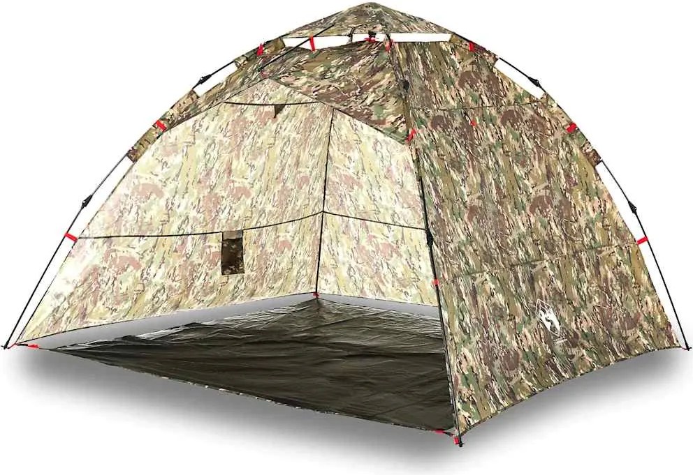 vidaXL Cort de pescuit pentru 4 persoane, camuflaj, setare rapidă