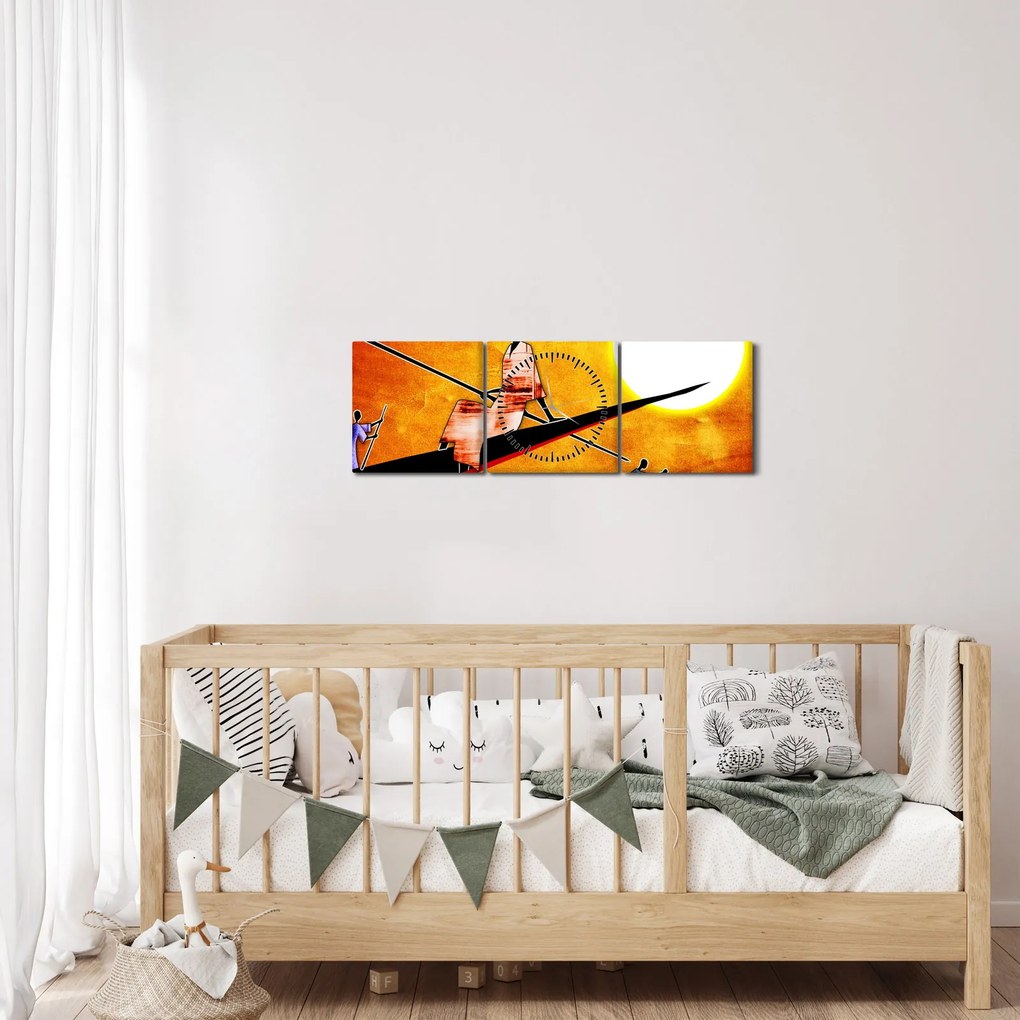 Tablou picturii epochale străveche (cu ceas) (90x30 cm)