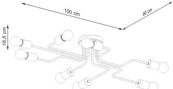 Lustră aplicată Sollux SL.1671 TIMBO 8xE27/15W/230V negru/bej/fag