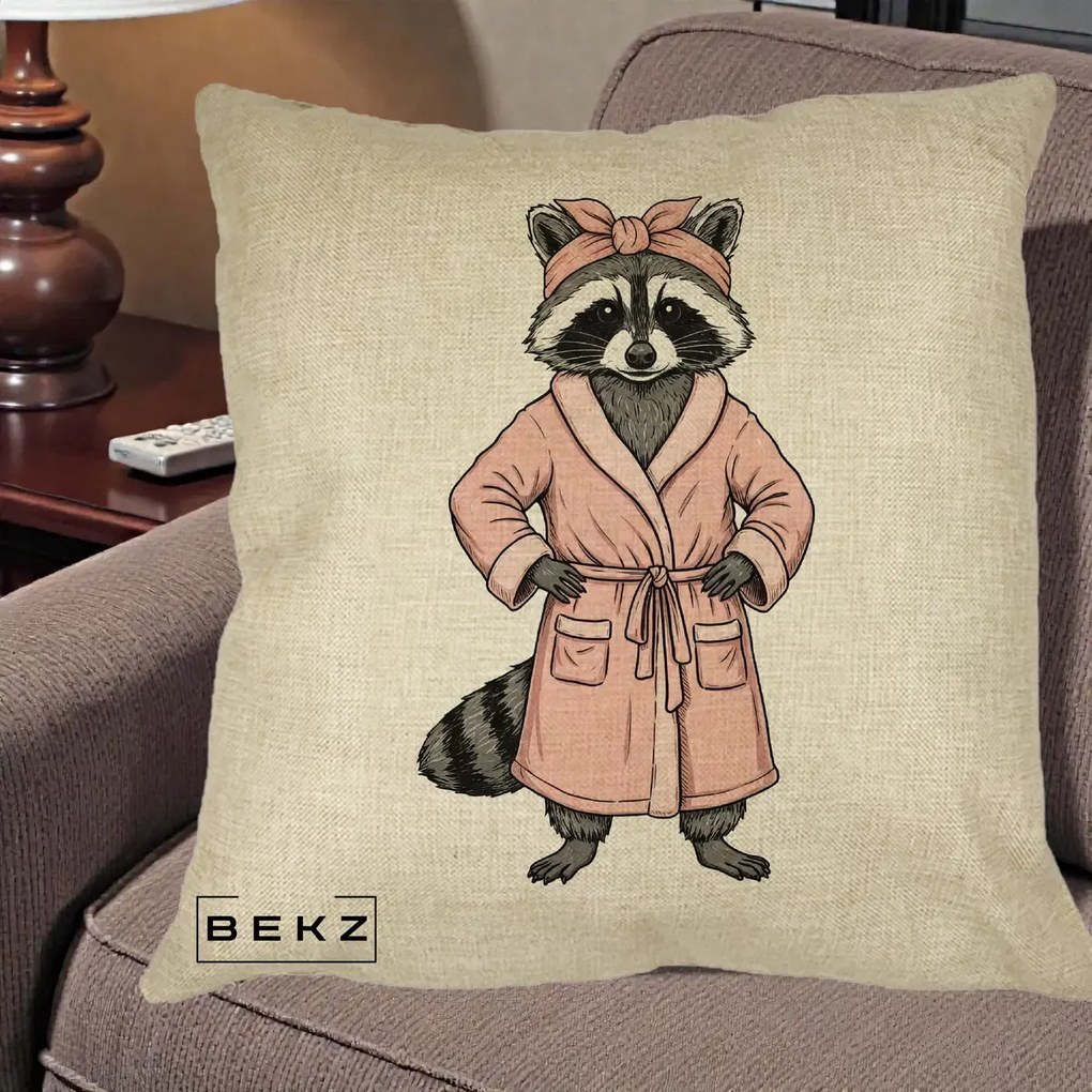 Perna Decorativa Albinuta Kawaii Vesela, 40x40 cm, Crem, Husa Detasabila, Perna Inclusa, BEKZ®