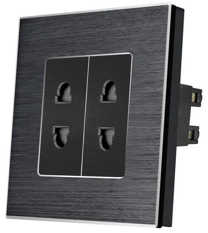 Priza Dubla cu Module Inguste cu Rama din Aluminiu LUXION