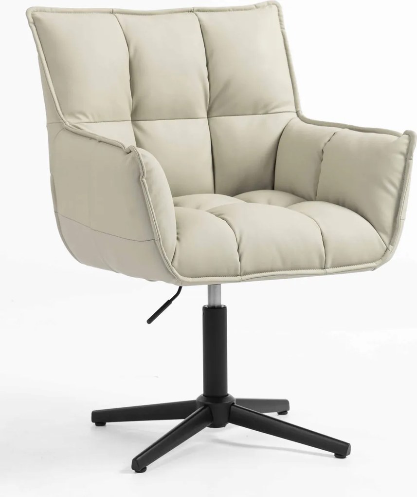 HR560CROSS Scaun Ecru Piele Ecologica Premium Soft cu Bază Neagră