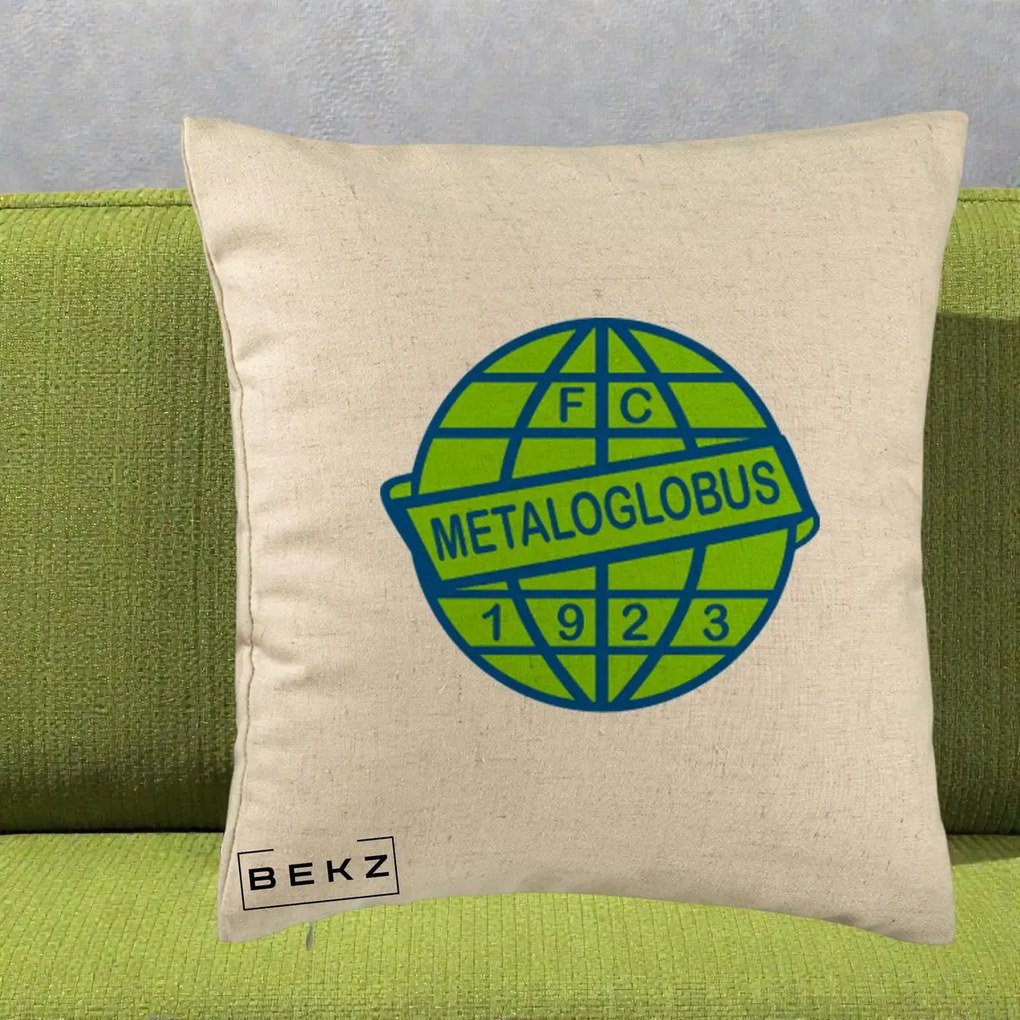 Perna Personalizata FC Metaloglobus Bucuresti 1923 Fotbal, 40x40 cm, Bej, Husa Detasabila, Perna Inclusa, BEKZ®